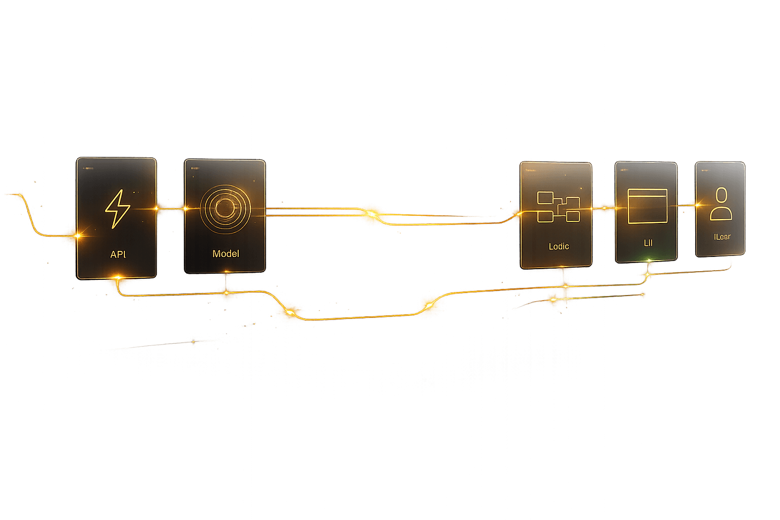 API, Model, Logic, UI, User - full stack flow