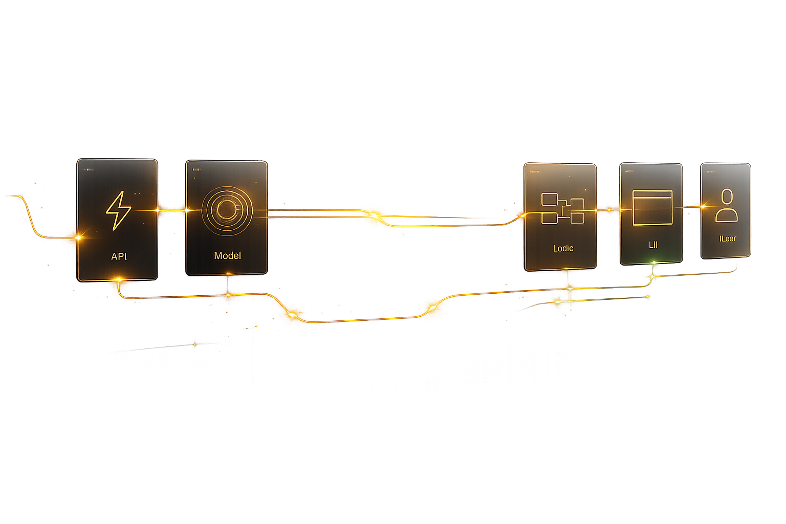 API, Model, Logic, UI, User - full stack flow